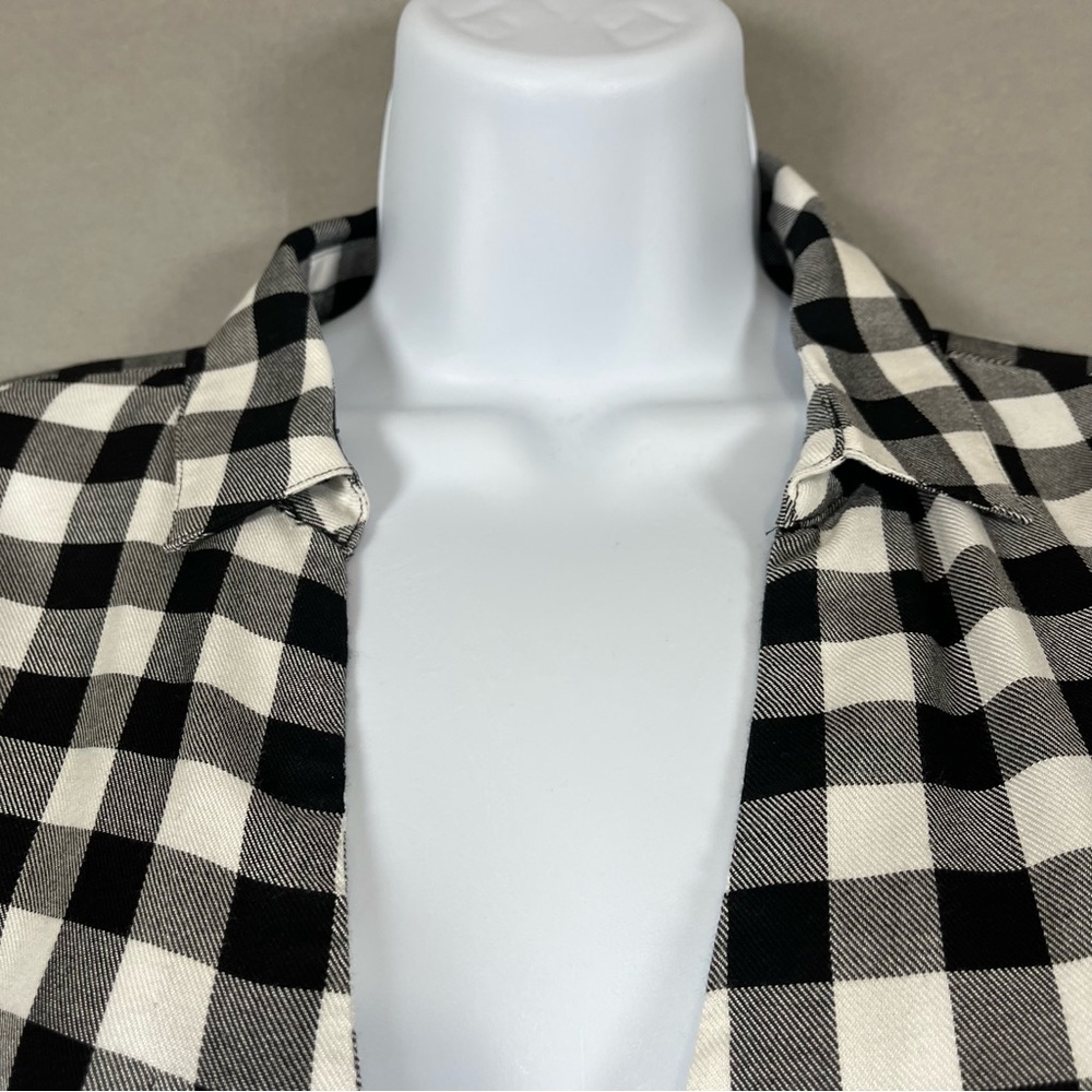 Madewell Black White Buffalo Check Wrap Long Sleeve Top - Picture 2 of 13
